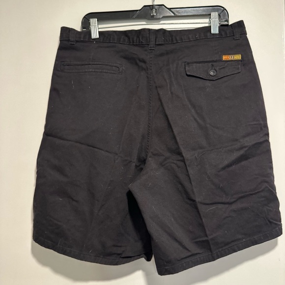 Vintage 90s Bugle Boy Mens Shorts Black Pleated High Waist. Slash Pockets. - Picture 2 of 12